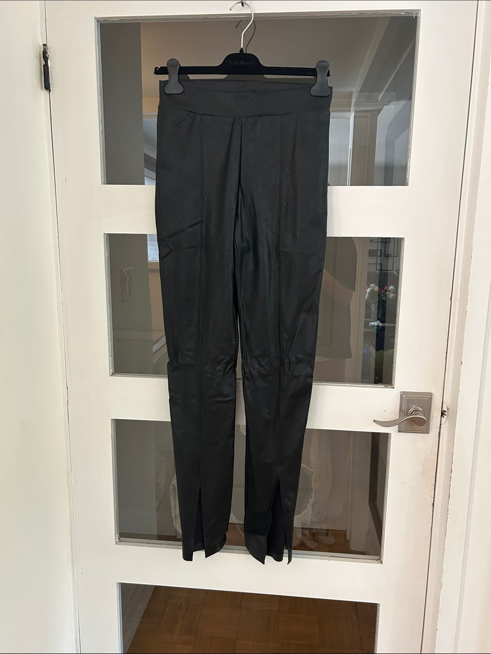Commando Black Faux Leather Split-Hem Pants